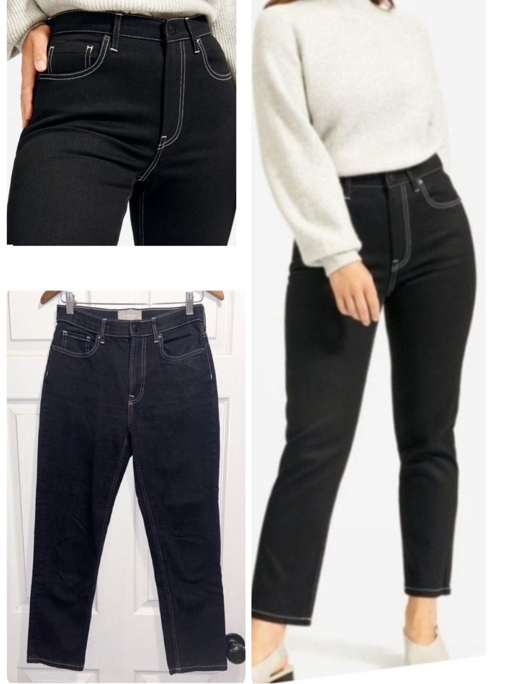 Everlane The Cheeky Jeans Black Contrast Stitching Straight Leg Size 27 Regular